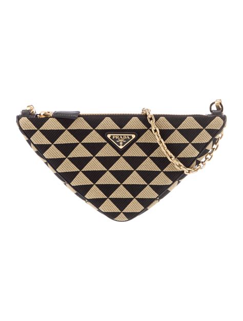 prada triangolo|Prada triangle shoulder bag.